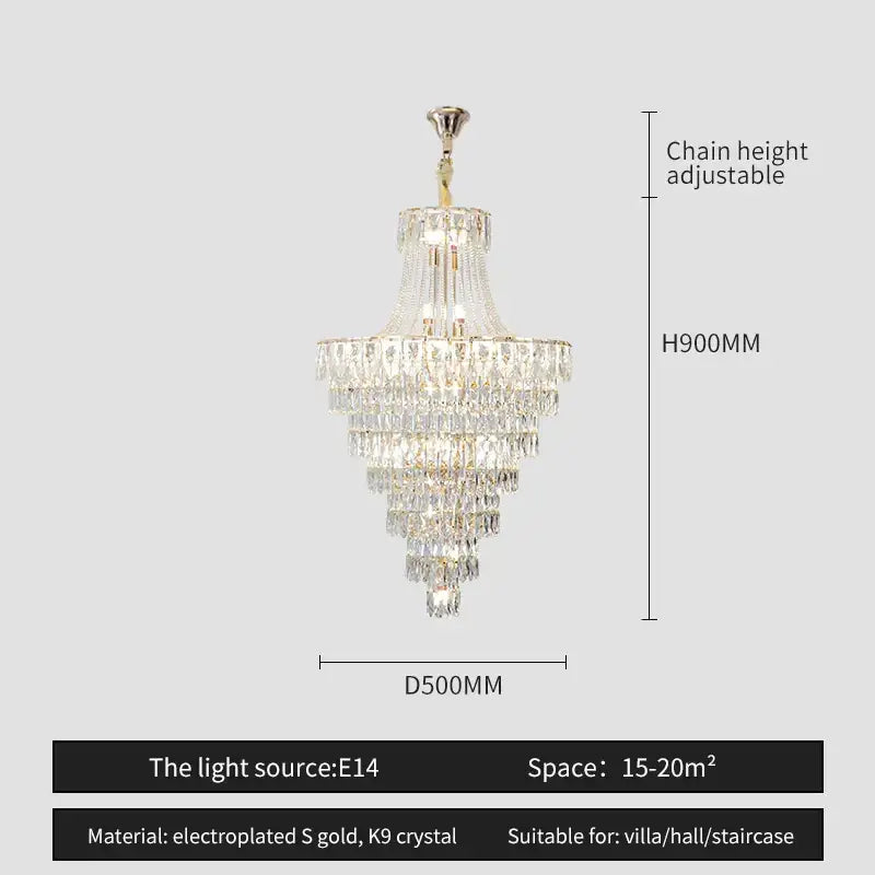 Elegant chrome multi tier crystal chandelier living room art