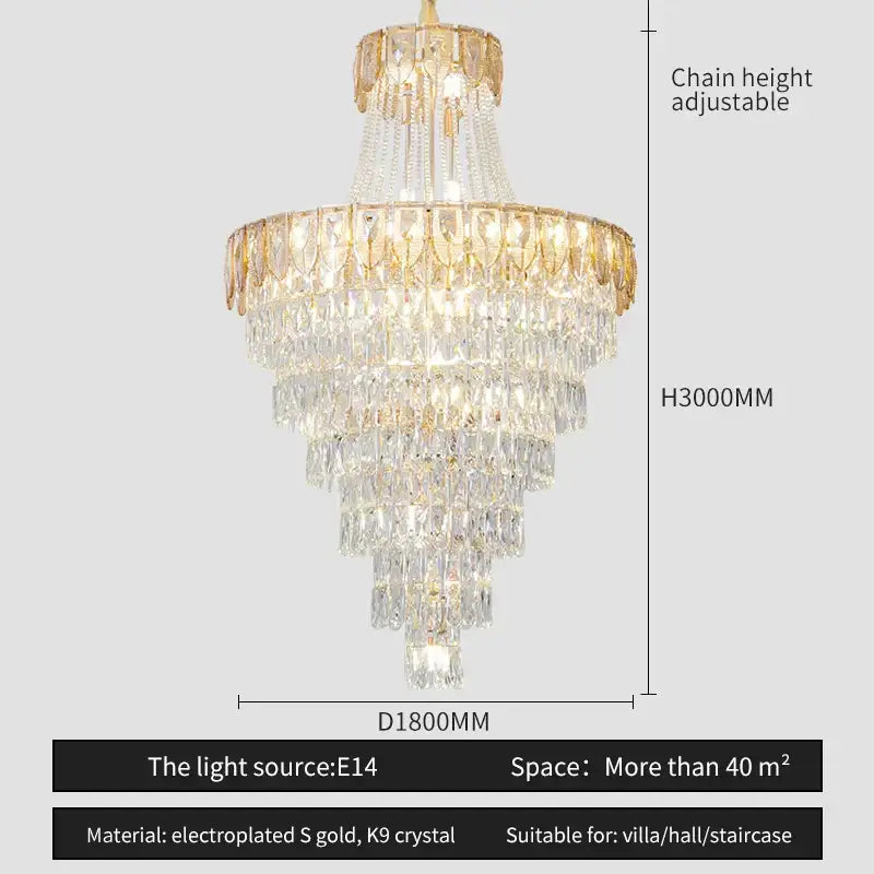 Elegant chrome multi tier crystal chandelier living room art