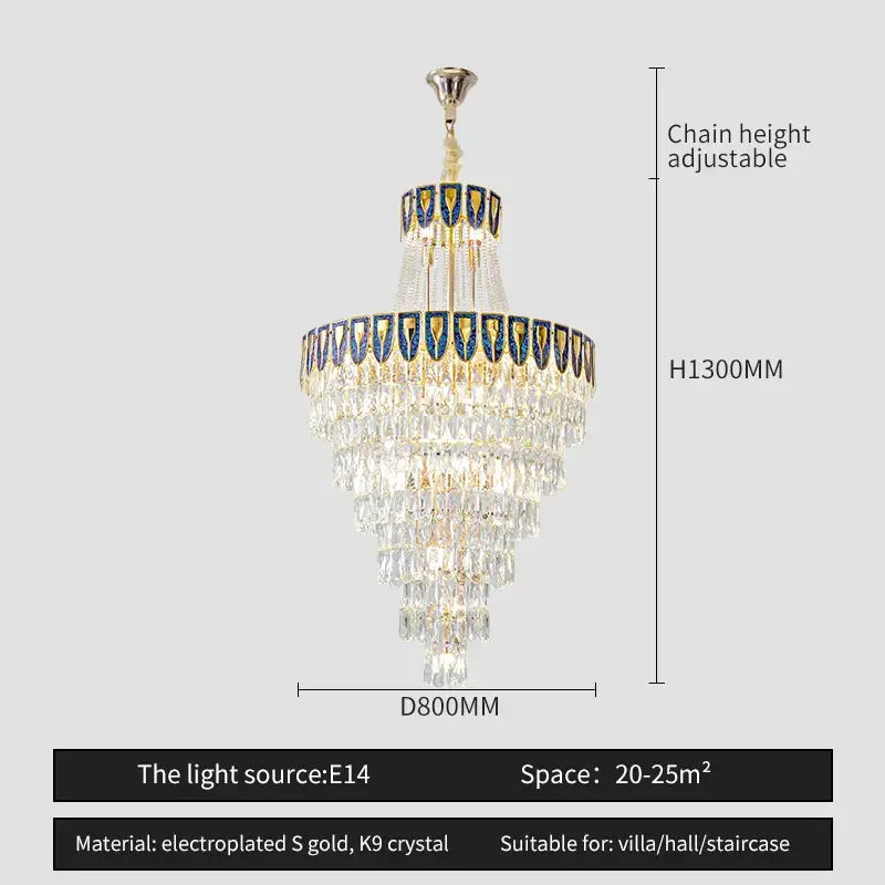 Elegant chrome multi tier crystal chandelier living room art