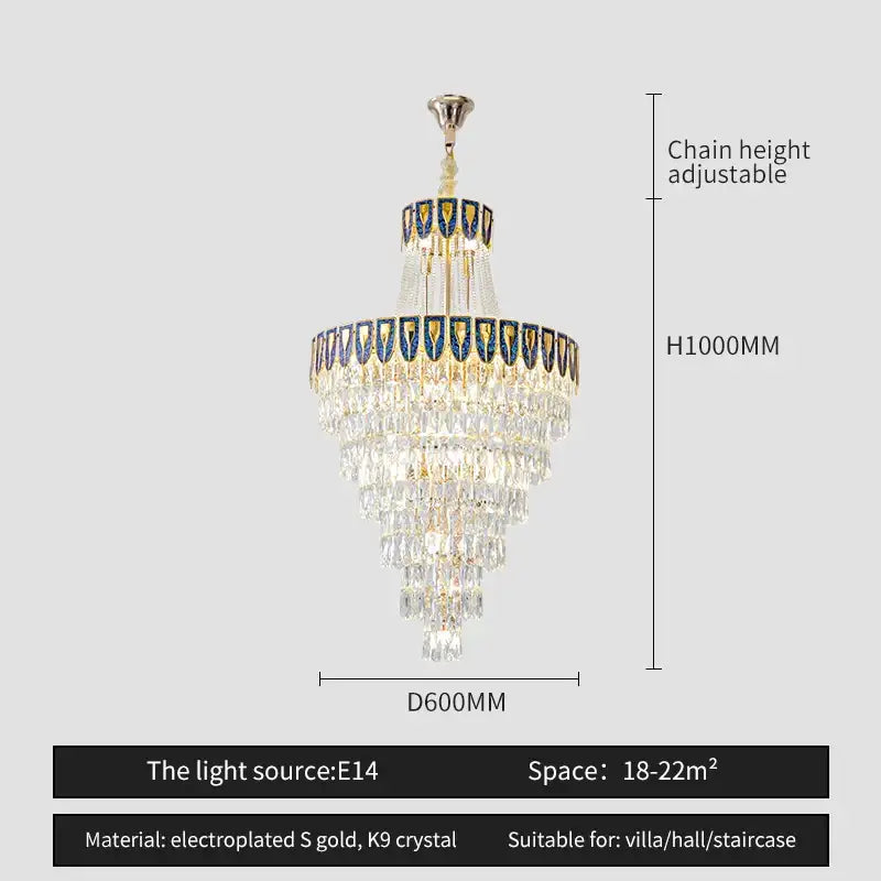 Elegant chrome multi tier crystal chandelier living room art