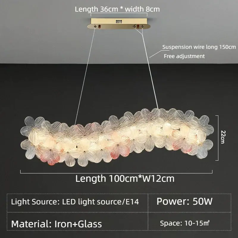 Pink & white petal crystal chandelier ceiling light for living room