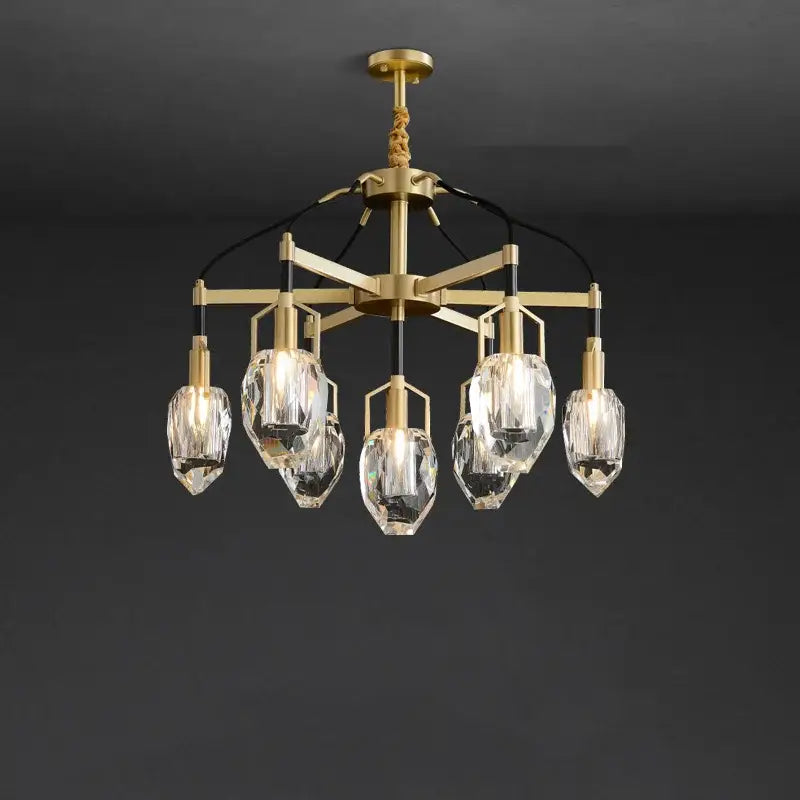 Modern gold geometric crystal chandelier ceiling light dining room