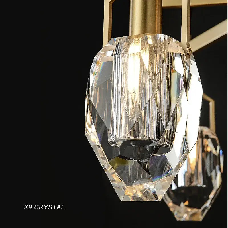 Modern gold geometric crystal chandelier ceiling light dining room