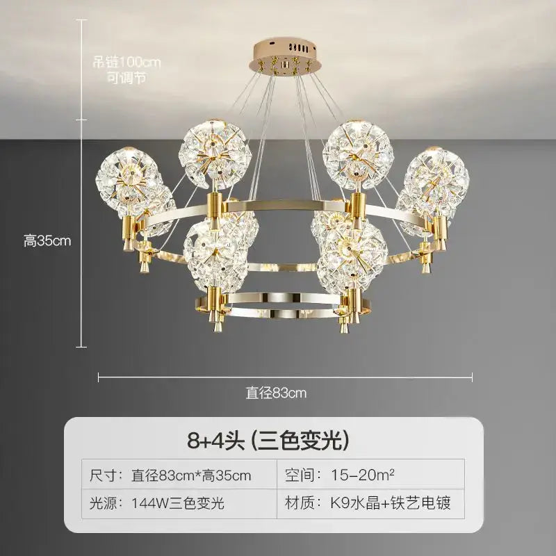 DecorBites™ Crystal Chandelier: Dandelion Design for Luxe Living Room, Dining, or Master Bedroom