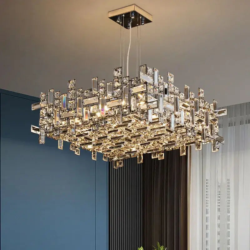 DecorBites™ Crystal Chandelier: Designer Luxury Ceiling Lamp for Living Room, Bedroom, Dining Table