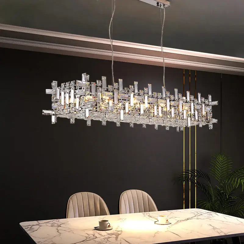 DecorBites™ Crystal Chandelier: Designer Luxury Ceiling Lamp for Living Room, Bedroom, Dining Table