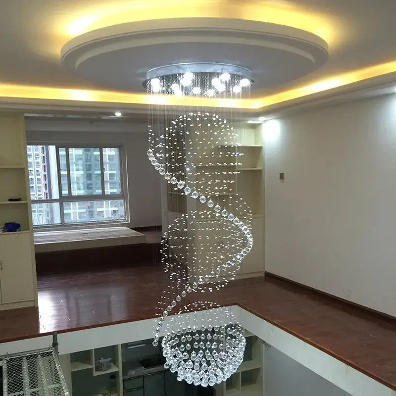 Modern faceted sphere crystal chandelier for villa staircase hall