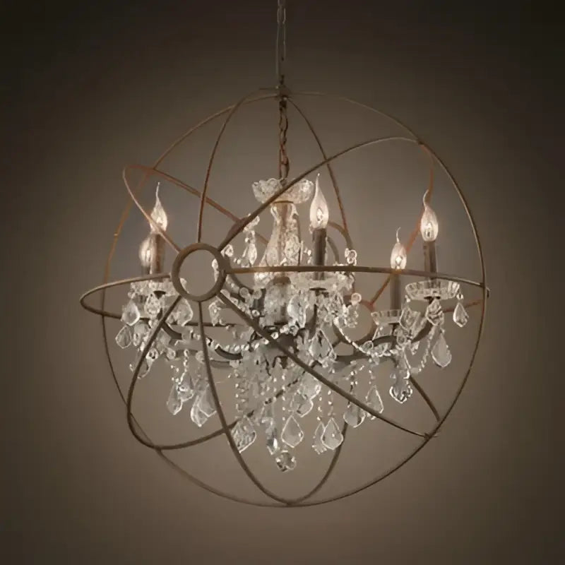 Decorbites crystal chandelier spherical dark metal light for living room
