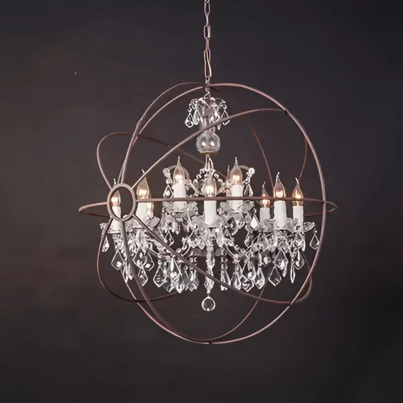 Decorbites crystal chandelier spherical dark metal light for living room