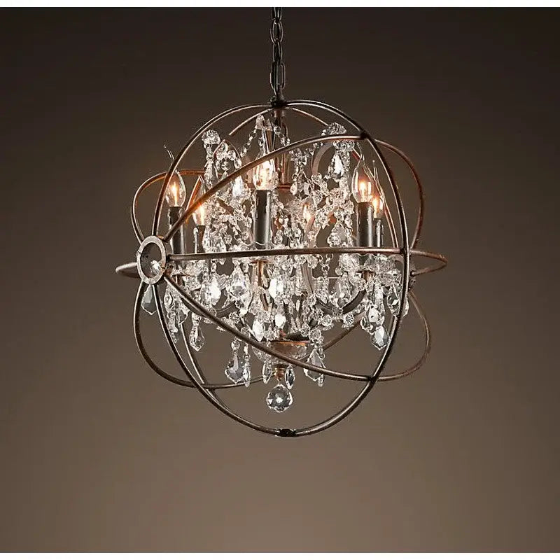 Decorbites crystal chandelier spherical dark metal light for living room