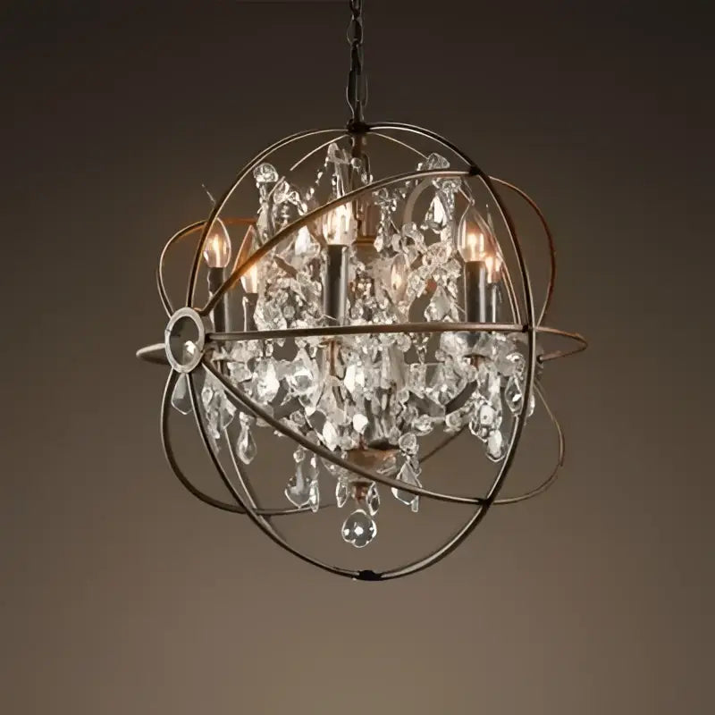 Decorbites crystal chandelier spherical dark metal light for living room