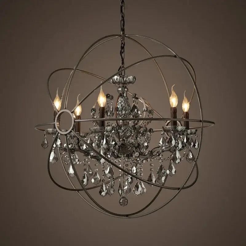 Decorbites crystal chandelier spherical dark metal light for living room