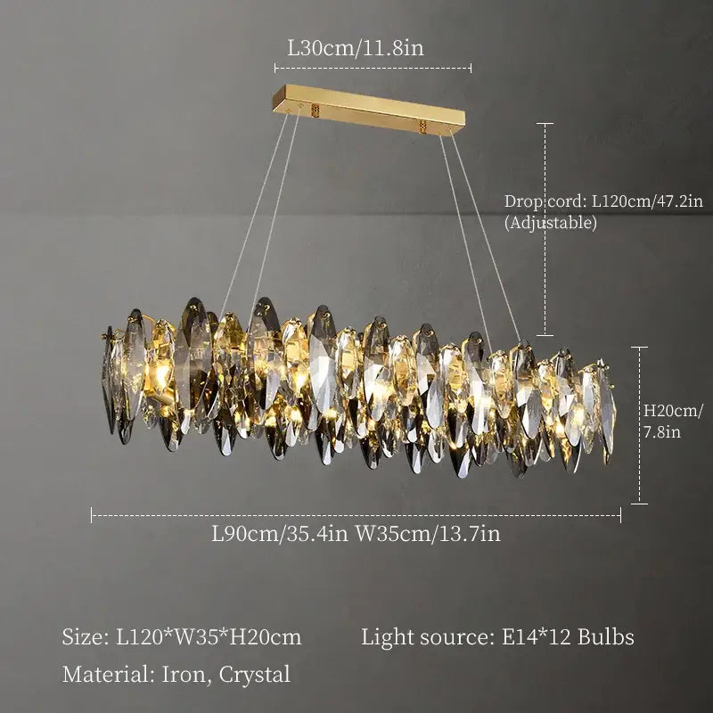 DecorBites™ Crystal Chandelier: Elegant Ceiling Hanging Light for Living Room & Dining Table