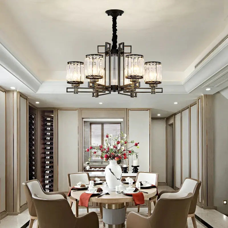 DecorBites™ Crystal Chandelier: Elegant Chinese Style Lighting for Living Room, Bedroom, and Study