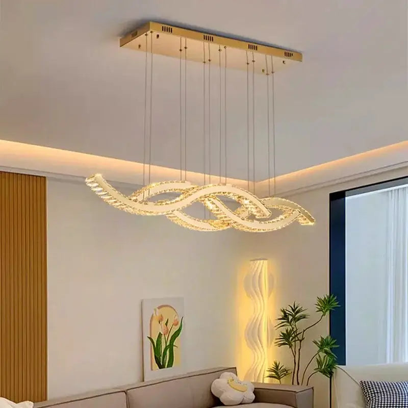 DecorBites™ Crystal Chandelier, Elegant Dining Room & Living Room Pendant Light