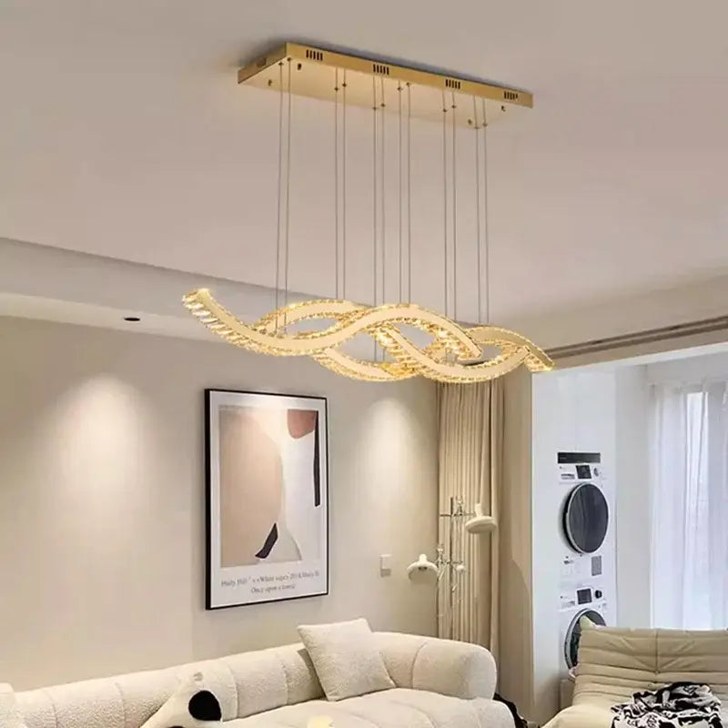 DecorBites™ Crystal Chandelier, Elegant Dining Room & Living Room Pendant Light