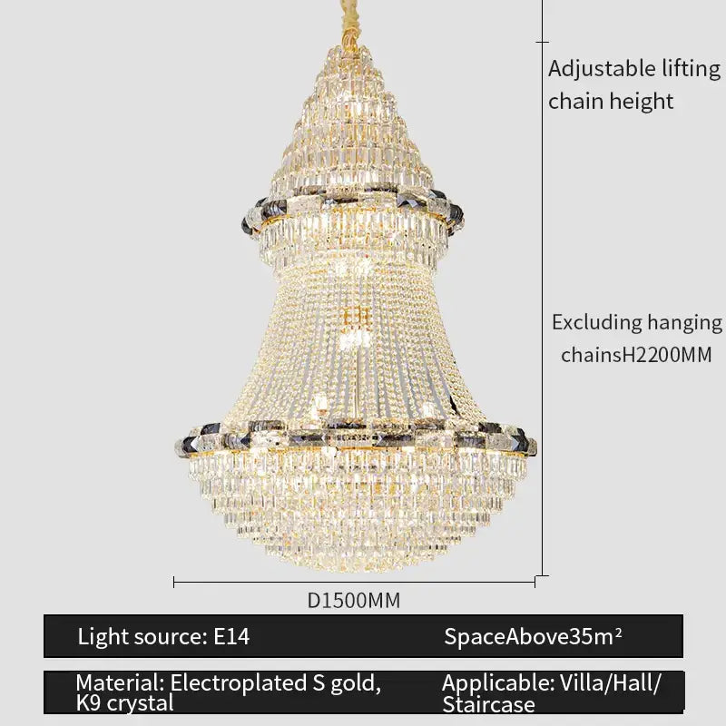 DecorBites™ Crystal Chandelier: Elegant European Luxury Lighting for Living Room, Restaurant, and Bedroom