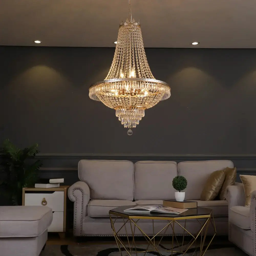 DecorBites™ Crystal Chandelier: Elegant LED Pendant for Luxury Living Spaces