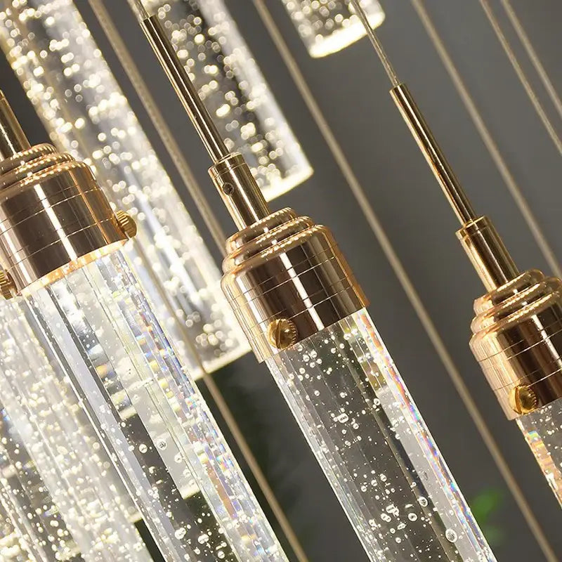DecorBites™ Crystal Chandelier: Elegant LED Staircase Lamp for Deluxe Living Room Decor