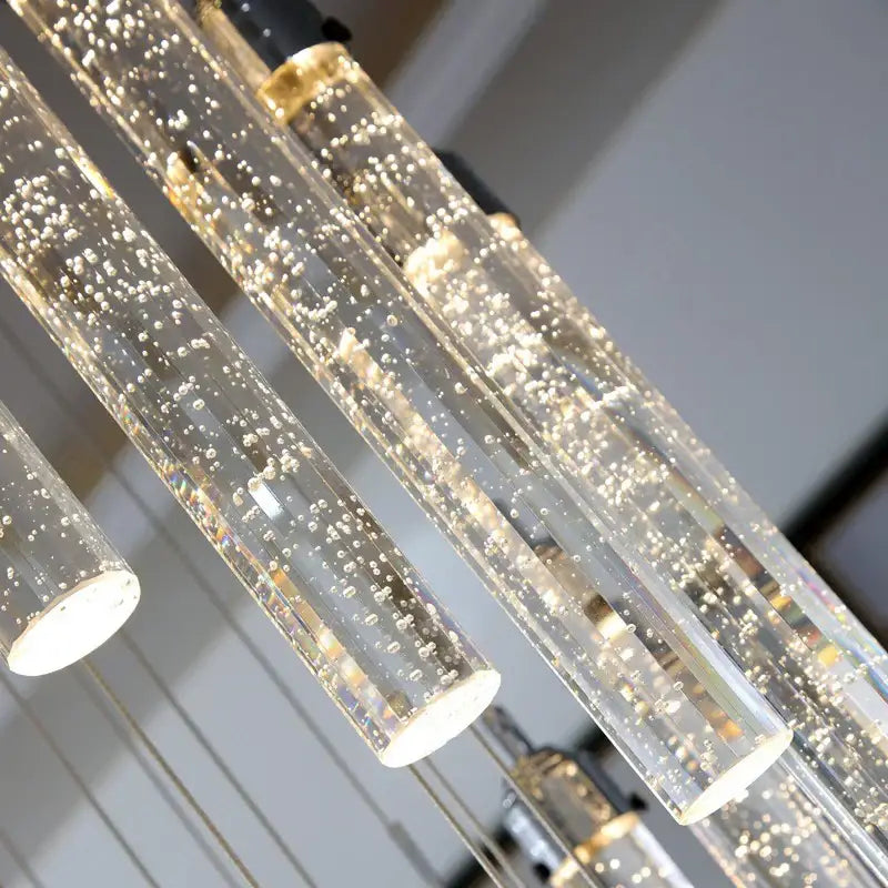 DecorBites™ Crystal Chandelier: Elegant LED Staircase Lamp for Deluxe Living Room Decor