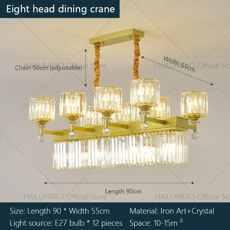 DecorBites™ Crystal Chandelier: Elegant Light Luxury Villa Bedroom Living Room Lamp