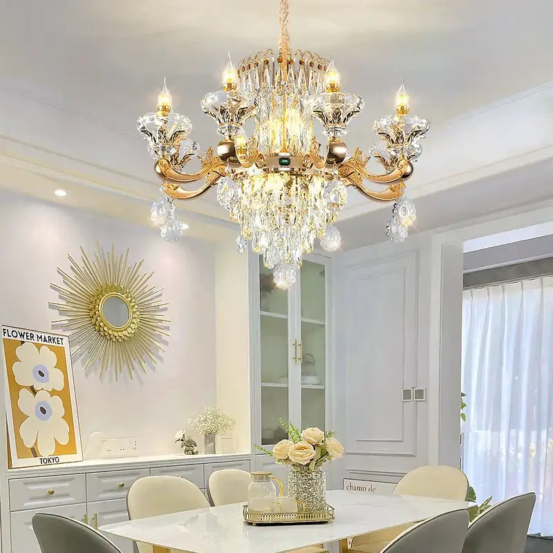 DecorBites™ Crystal Chandelier: Elegant Lighting for Living Room, Dining Room, Bedroom, and Hotel