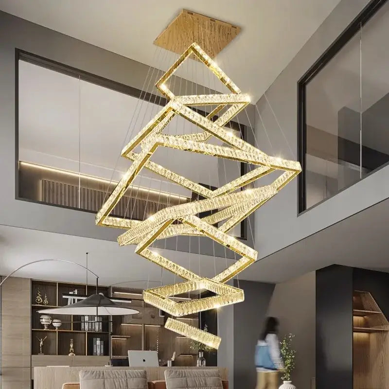DecorBites™ Crystal Chandelier: Elegant Living Room & Stair Pendant Light
