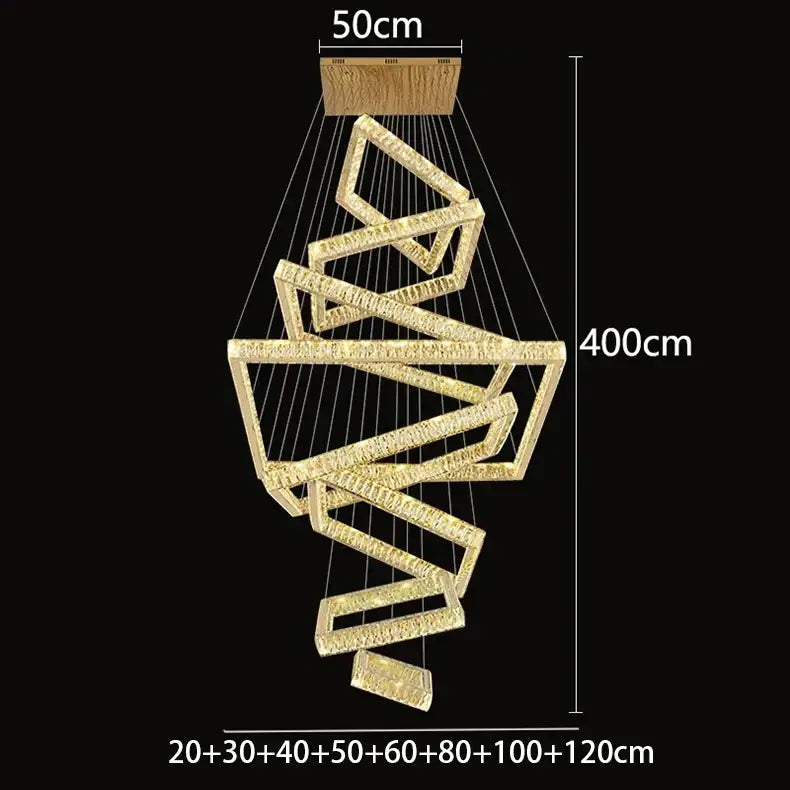 DecorBites™ Crystal Chandelier: Elegant Living Room & Stair Pendant Light