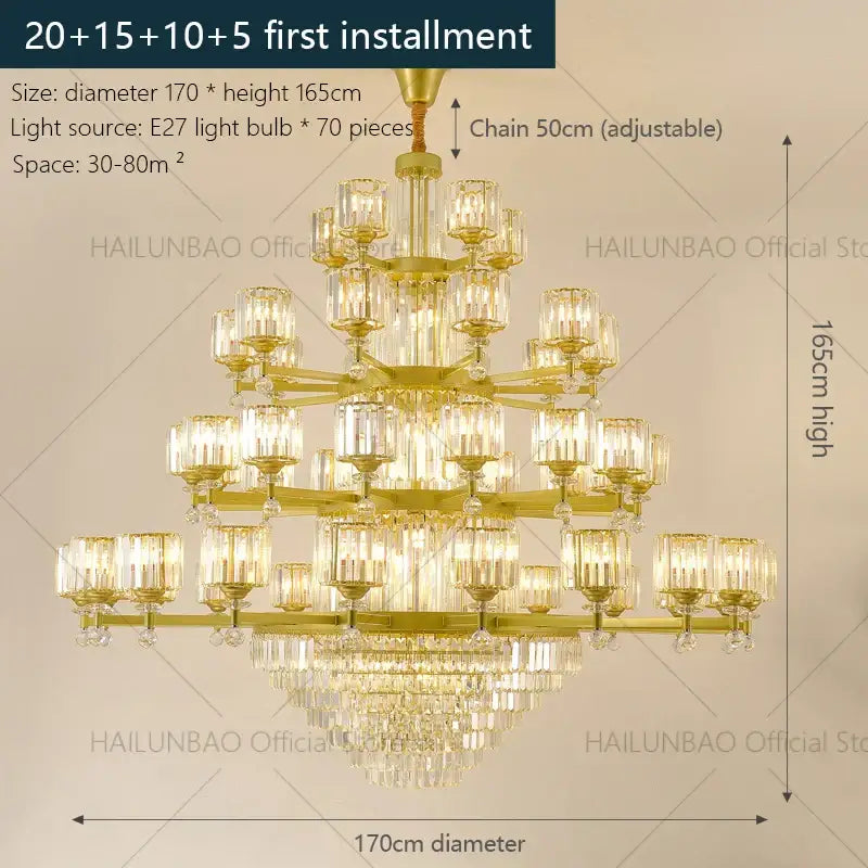DecorBites™ Crystal Chandelier: Elegant Retro Lighting for Living Room, Bedroom, and Dining Area