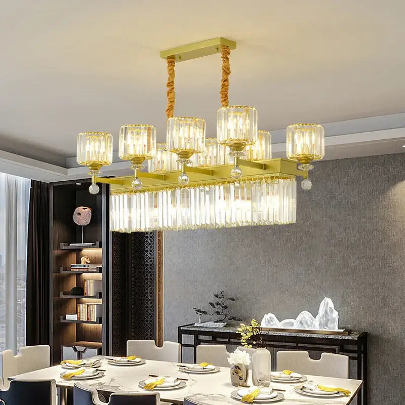 DecorBites™ Crystal Chandelier: Elegant Retro Lighting for Living Room, Bedroom, and Dining Area