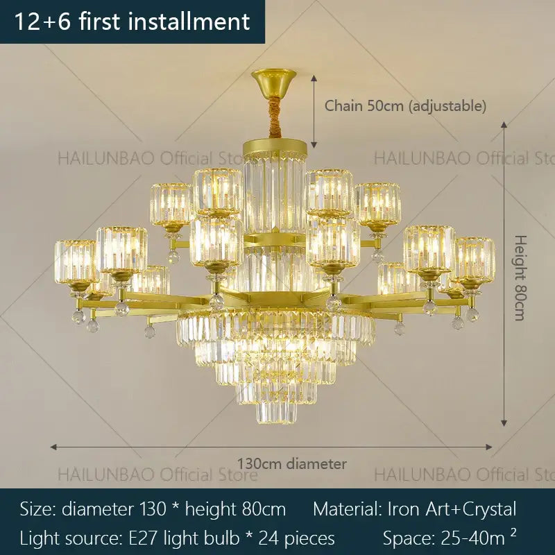 DecorBites™ Crystal Chandelier: Elegant Retro Lighting for Living Room, Bedroom, and Dining Area