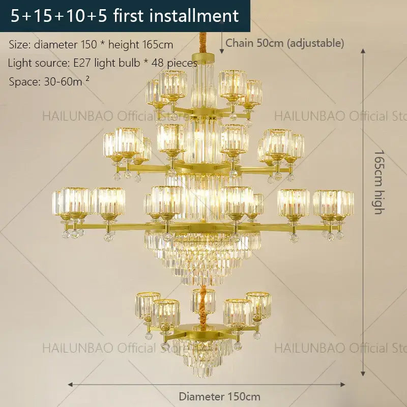 DecorBites™ Crystal Chandelier: Elegant Retro Lighting for Living Room, Bedroom, and Dining Area