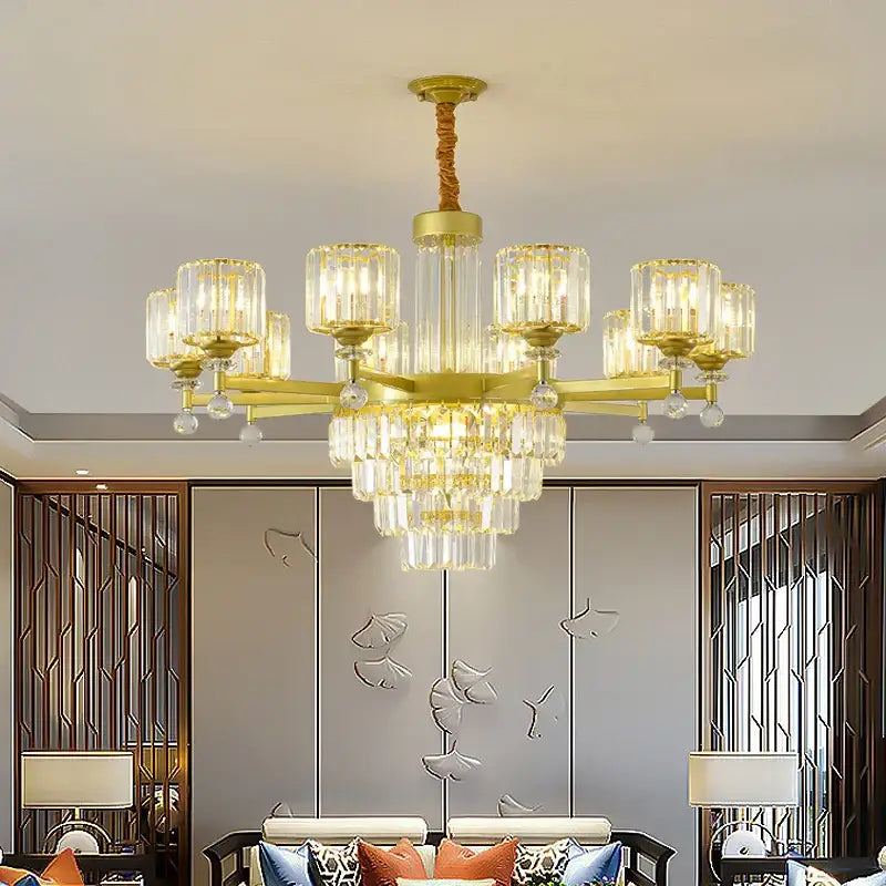 DecorBites™ Crystal Chandelier: Elegant Retro Lighting for Living Room, Bedroom, and Dining Area