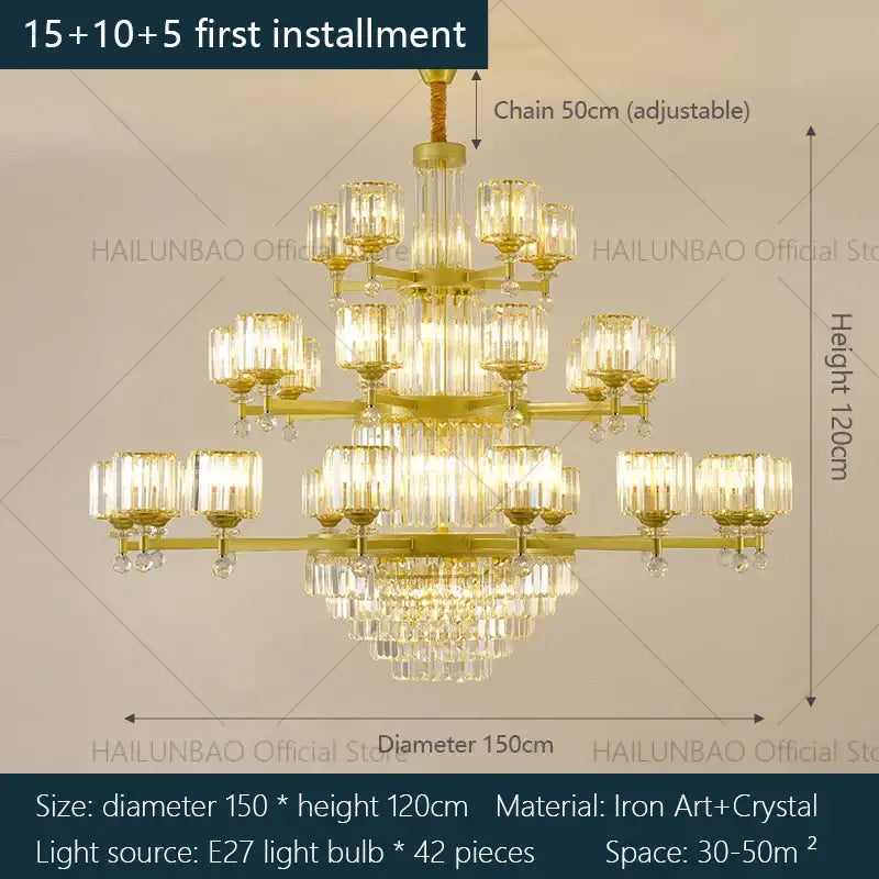 DecorBites™ Crystal Chandelier: Elegant Retro Lighting for Living Room, Bedroom, and Dining Area
