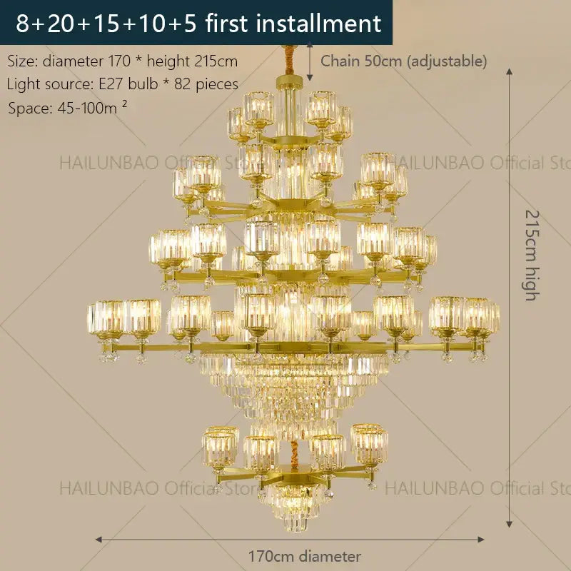 DecorBites™ Crystal Chandelier: Elegant Retro Lighting for Living Room, Bedroom, and Dining Area