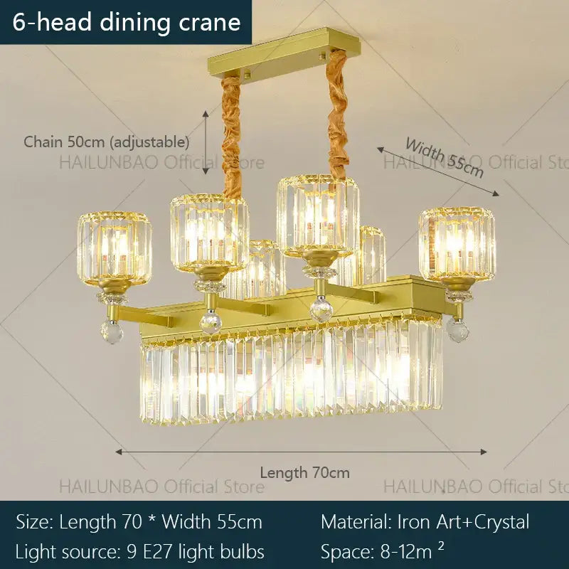 DecorBites™ Crystal Chandelier: Elegant Retro Lighting for Living Room, Bedroom, and Dining Area
