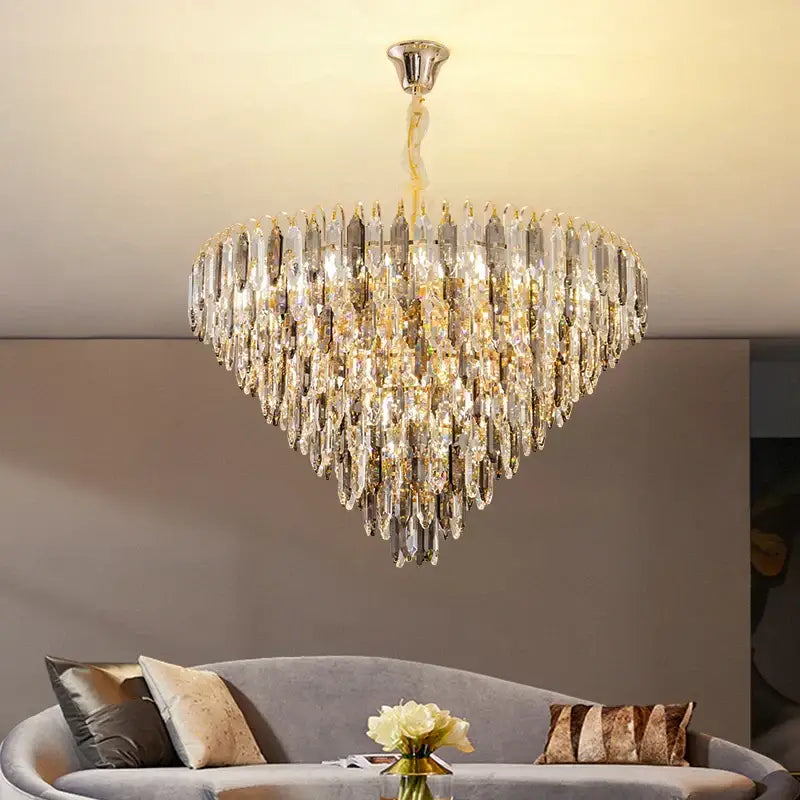 DecorBites™ Crystal Chandelier: Elegant Small Duplex Living Room Loft Hotel Lobby Staircase Lighting