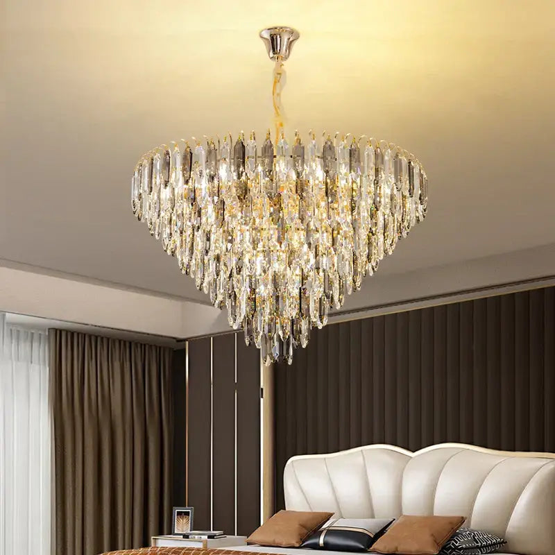 DecorBites™ Crystal Chandelier: Elegant Small Duplex Living Room Loft Hotel Lobby Staircase Lighting