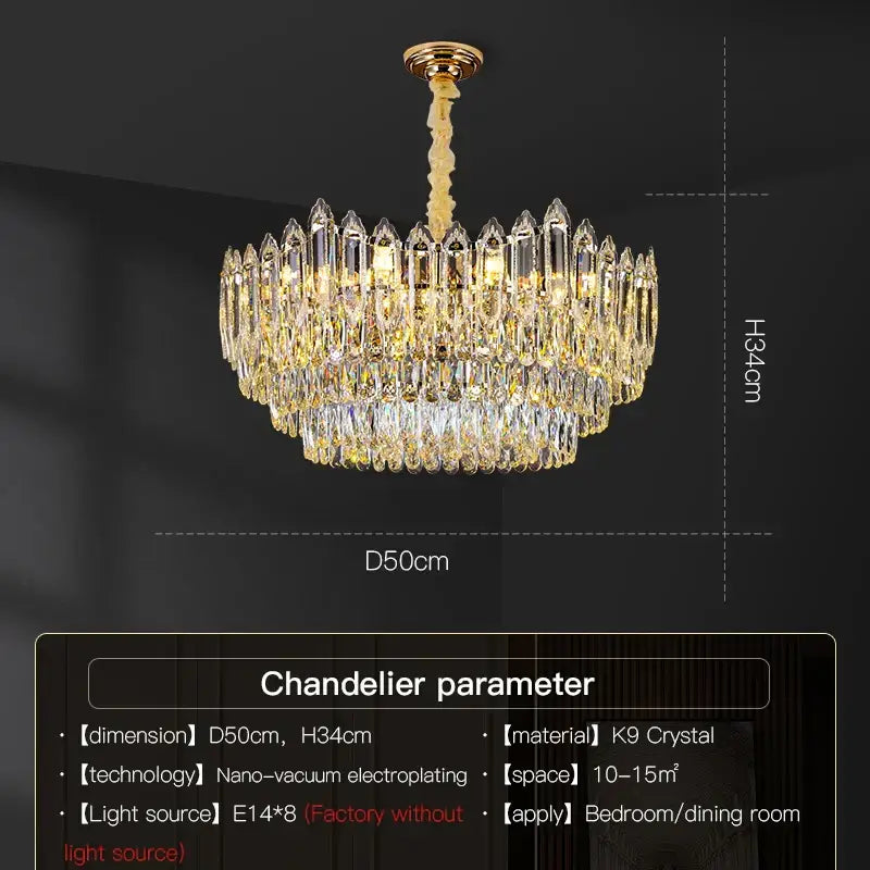 DecorBites™ Crystal Chandelier: European Designer Style for Living Room, Bedroom & Dining Room