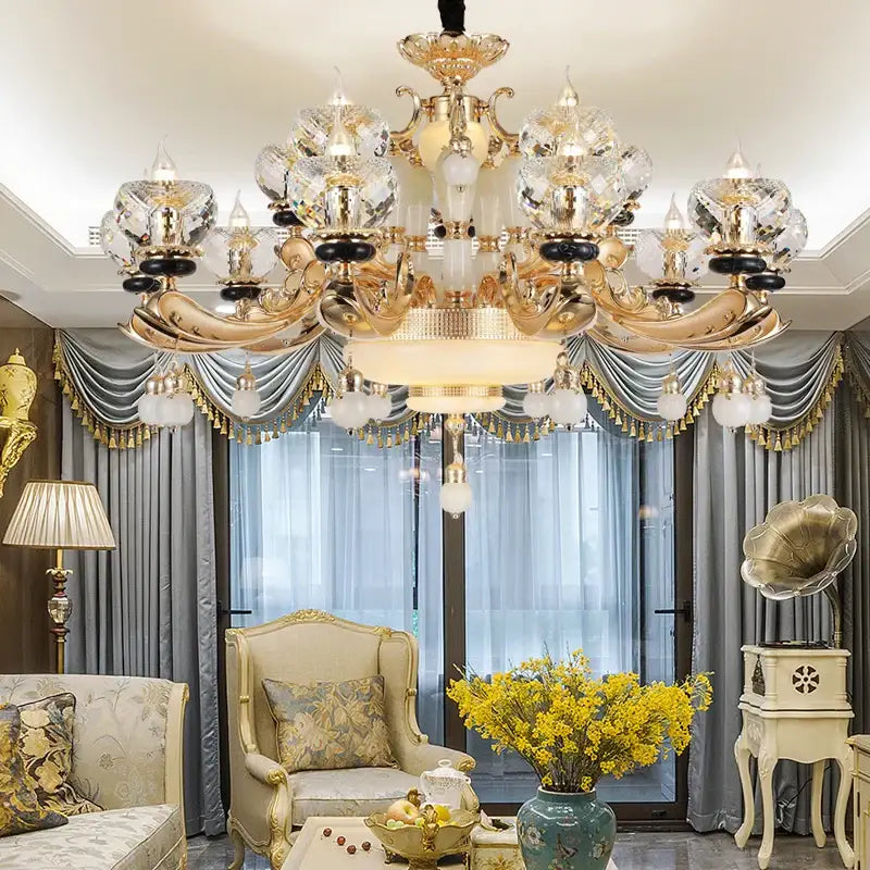 DecorBites™ Crystal Chandelier: European Elegance for Living, Dining & Bedroom