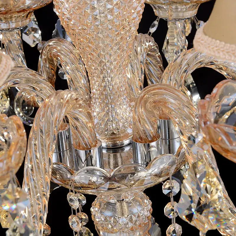 Peach crystal chandelier floor lamp for living room decor