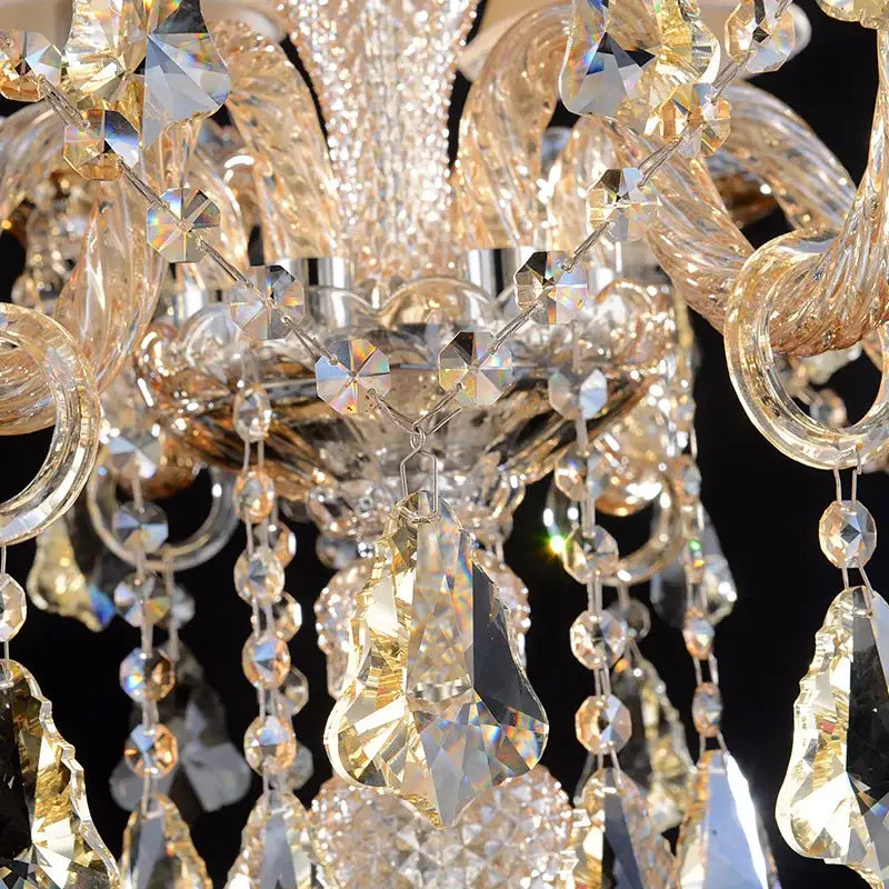 Peach crystal chandelier floor lamp for living room decor