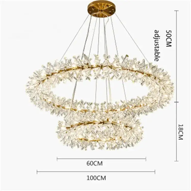 Crystal chandelier flower luxury gold ring lamp for dining room