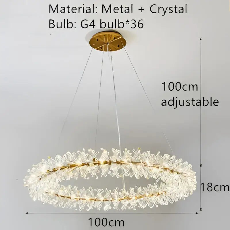 Crystal chandelier flower luxury gold ring lamp for dining room