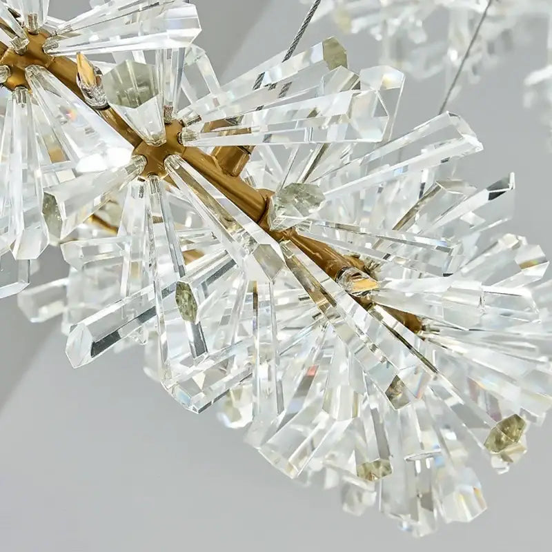 Crystal chandelier flower luxury gold ring lamp for dining room