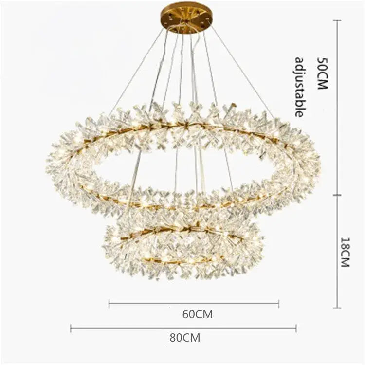 Crystal chandelier flower luxury gold ring lamp for dining room