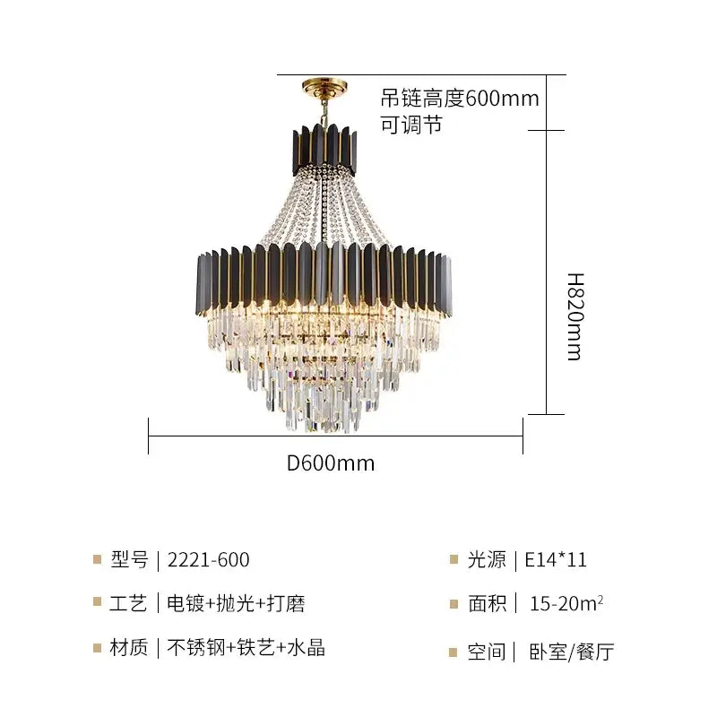 Modern black & gold decorbites crystal chandelier for living room