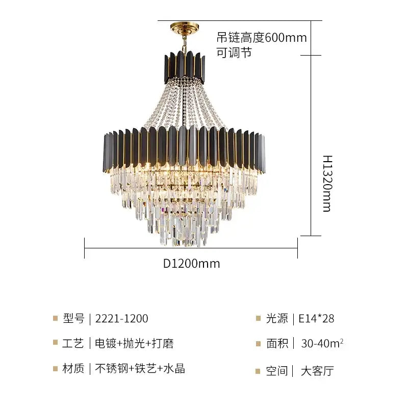 Modern black & gold decorbites crystal chandelier for living room