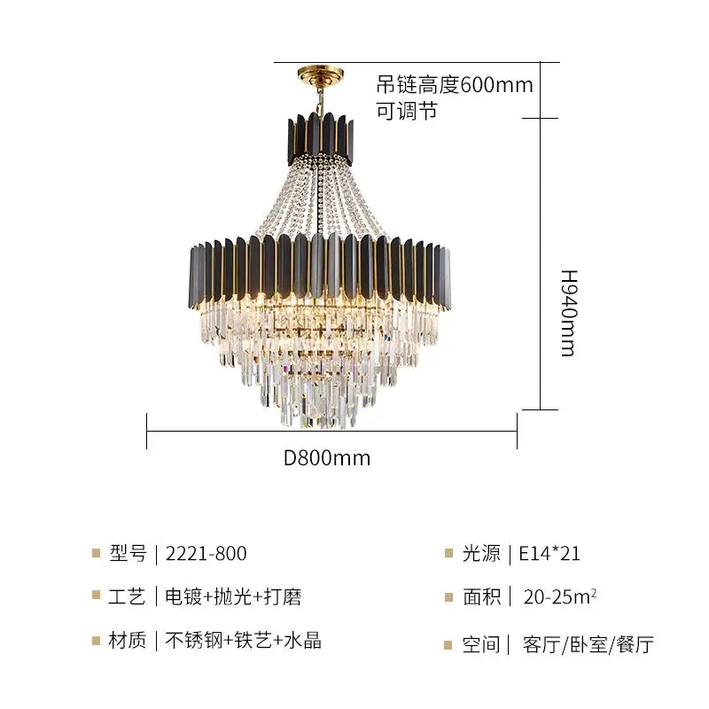 Modern black & gold decorbites crystal chandelier for living room
