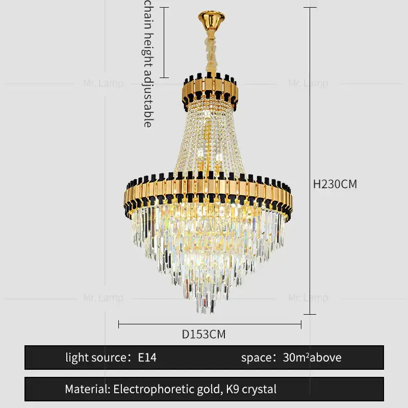 Luxurious gold decorbites crystal chandelier living room light